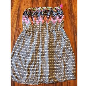 Printed Strapless Dress